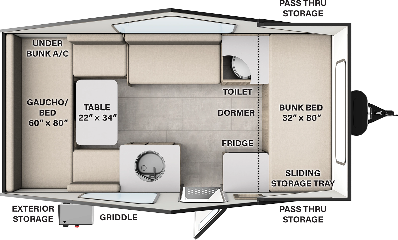 The Flagstaff Hardside Pop-Up Campers T21HSB floorplan features include: toilet and hard sides.